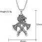 Preview: Vintage Vikings-Halskette mit Doppelaxt-Anhänger, 316L Edelstahl, verblasst nicht, klassische Wolfskopf-Halsketten, nordischer Schmuck